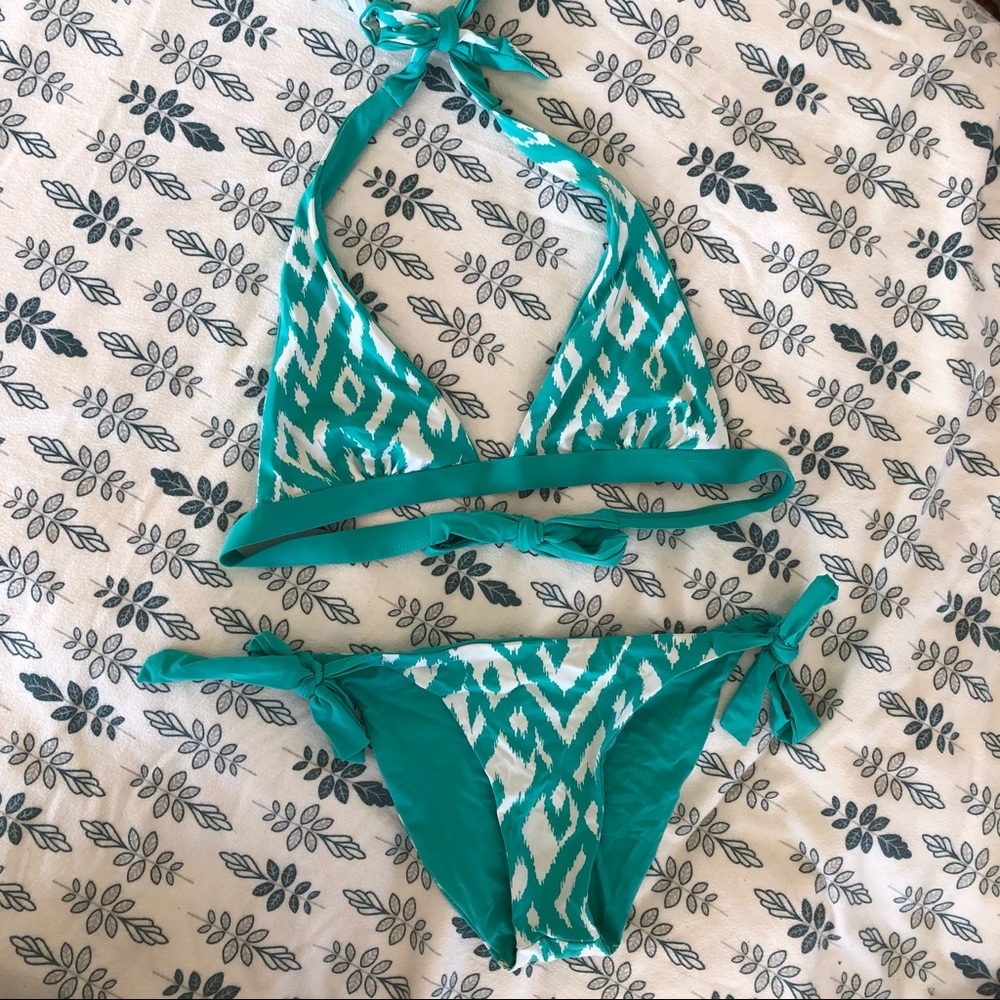 Designer reverse turquoise bikini